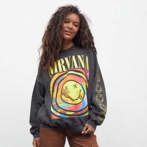 Urban Outfitters Nirvana Smile Overdyed Sweatshirt